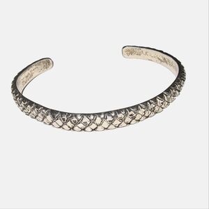 Vintage Sterling Silver Sparkle Cut Textured Cuff Bracelet